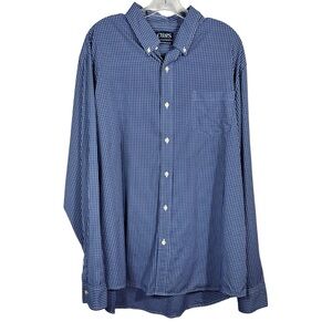 Chaps Performance Blue White Plaid Lightweight Button Down Shirt 2XL XXL Career